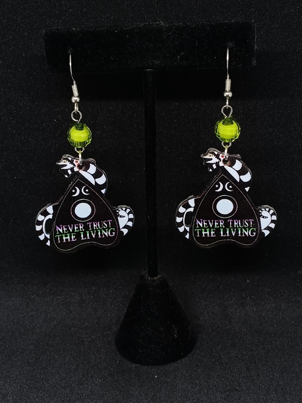Never Trust The Living Green Bead Drop Earrings - Unbranded